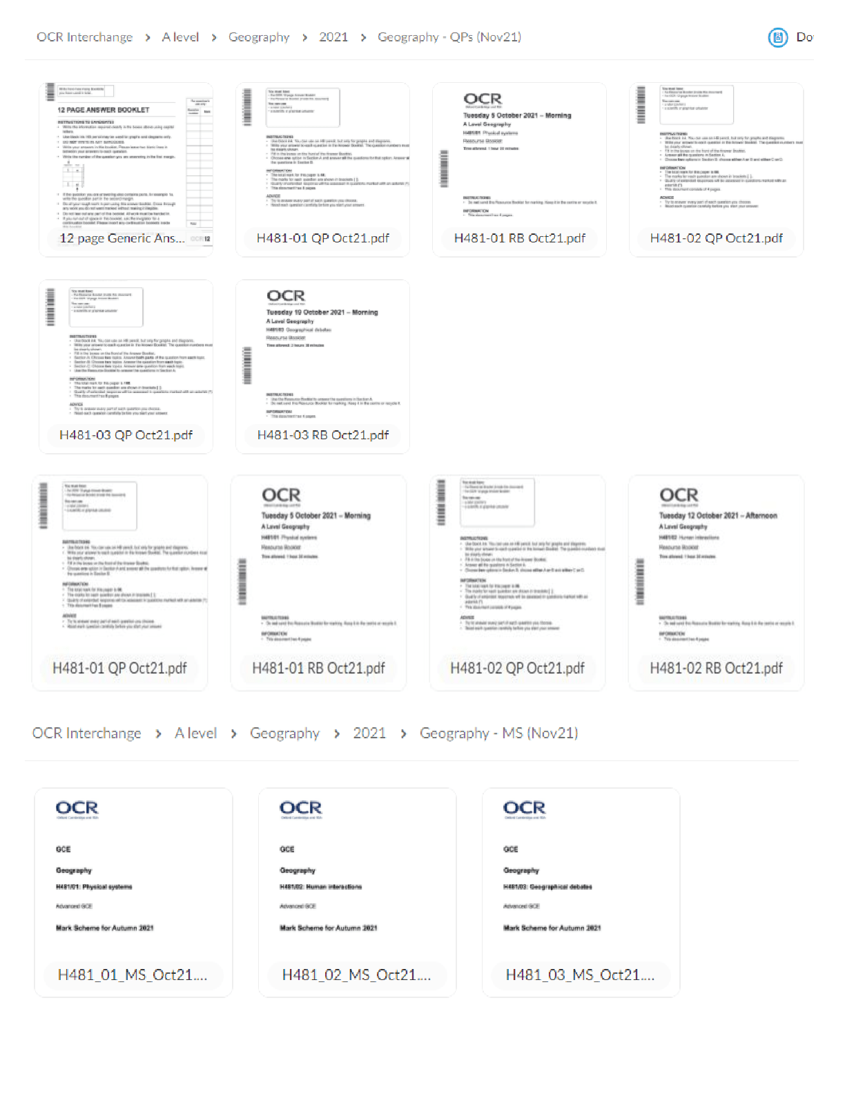 Pearson Edexcel Past Papers A Level Geography Nov 2021. All Question
